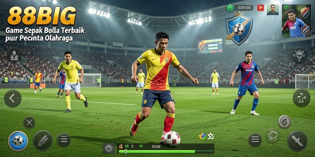 Screenshot permainan 88BIG menampilkan aksi sepak bola yang seru.