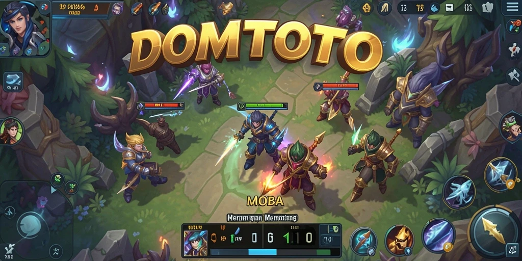 Tampilan gameplay seru dari DOMTOTO, penuh aksi MOBA.