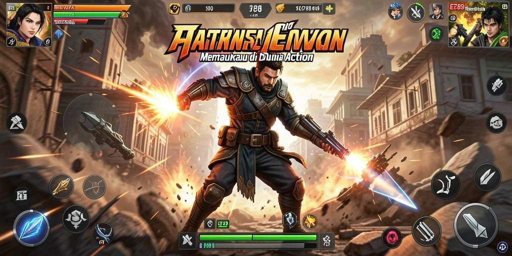 Screenshot gameplay EE789 menampilkan aksi pertarungan seru dan dinamis.
