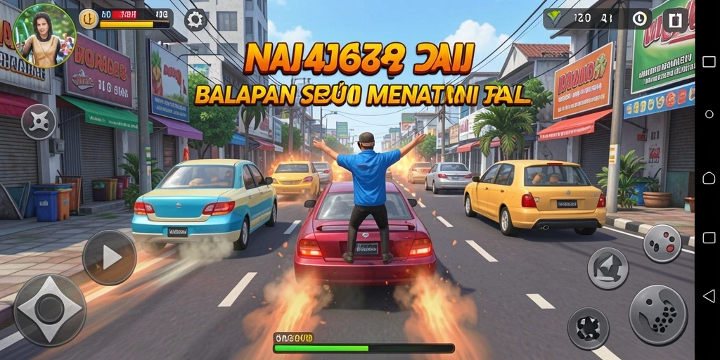 Screenshot gameplay ID6788 menampilkan aksi balapan yang intens dan mendebarkan.