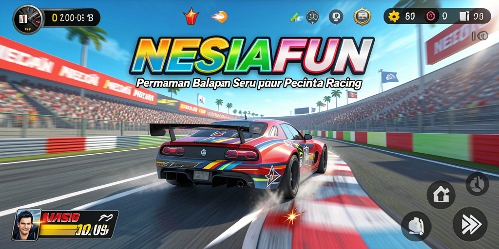 Tangkapan layar NESIAFUN menampilkan aksi balapan cepat yang mendebarkan.