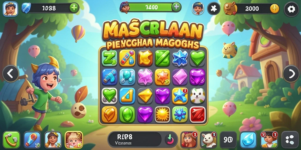 Tampilan gameplay RP8 yang seru dalam misi Match-3.