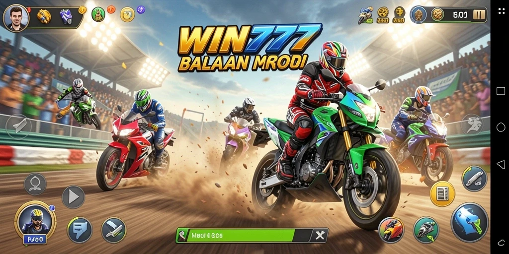 Gameplay balapan motor yang mendebarkan dan seru.